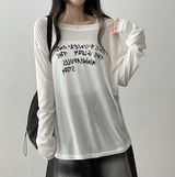 アリングレタリングショルダー長袖Tシャツ