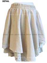 Deep cotton lace unbalanced midi skirt
