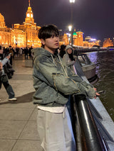 Nanjing vintage denim hooded jacket 
