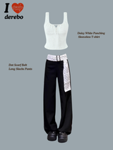 Daisy White Punching Sleeveless T-shirt