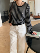 [MADE] [Planning] Slits Stripe Round Cardigan