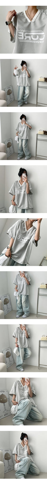 ZリングVネックジャージ半袖Tシャツ