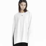 キュービックオーバーサイズフィットスリット長袖Tシャツ_ホワイト