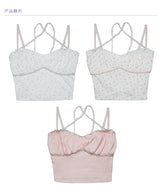 ROSE ISLAND Travel to Rose Island Mini Rose Garden Halter Beaded Slim Tank Top