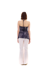 POCKET PRINTING HALTERNECK DRESS / BLACK