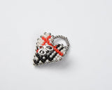 BEADED TARTAN CHECK HEART RING (WHITE)