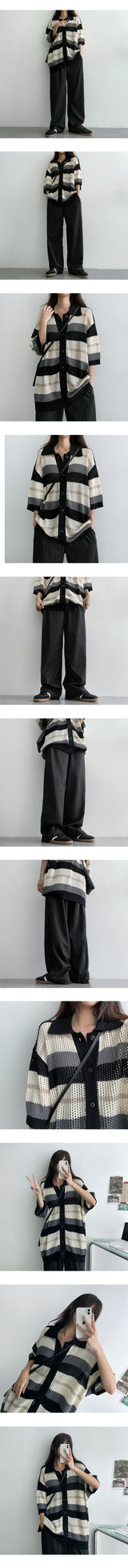 Benro Coloring Punching Unit price Short sleeve cardigan