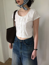Nina lace pin tuck blouse (2color)
