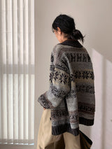 Deep green wool Nordic knit cardigan