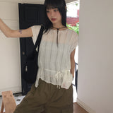 [Belt set] リュクスヒッピーパンチングシースルーメッシュニットノースリーブ
