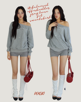Unbalanced off-shoulder gray loose fit sweatshirt