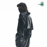 RELABEL Black High-Density Futuristic Deformable Backpack With Multiple Drawstrings, Casual Jacket