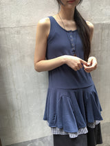 Sunkey Button Frill Layered Sleeveless