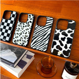 【MADE】Black&White Checkerboard iPhone case [Glossy Glass/Magsafe]