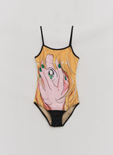 '& SPEAK LOVE WAITS' ANIMATION SWIMSUIT BLACK
