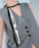 Double Tie Lace Necklace - Grey