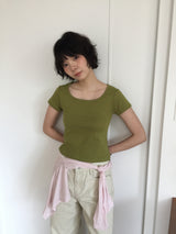 アンジードットスクエアネックTシャツ (2color)