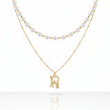 [Anti-tarnish] Kitty Layered Pearl Choker Necklace -Gold ver. (Kep1er Yujin Necklace)