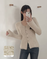 V-neck fur cardigan