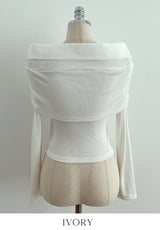 Bella Shirt Color Matching Layered Off-Shoulder T-shirt