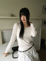 Alkan Basic Ribbed U-Neck Inner Long Sleeve T-Shirt