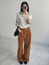 [FW] Peach Shirring Off-Shoulder T-Shirt
