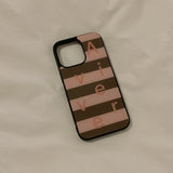 [MADE] stripe logo glass bumper case(pinkkhaki)