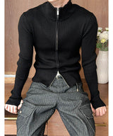 [MUSCLE FIT] Highneck warmer knit zip(3color)