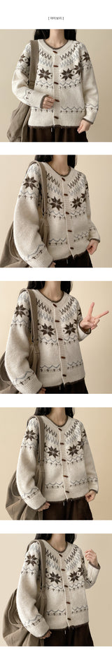 Snowflake tteokbokki button knit cardigan