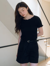 ウェーブクリンクルTシャツ- Black