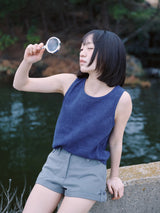 BUTTON SLACKS SHORTS (GRAY)