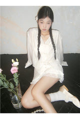 Lily frill shirring lace skirt