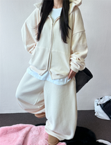 ワイドバルーンセットアップシャイニーベルベットビッグフード & バルーンパンツ 🖤🐣 3 COLORS