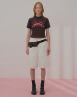 LOVE RIBBON RINGER TSHIRT-BROWN