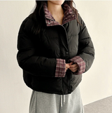 Daring checkered lining point short padded coat