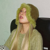 Furry Knit Trooper Hat (khaki)