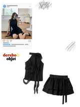 black rose frill halter neck skirt two-piece