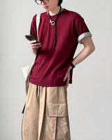 [1+1] クロップレイヤード半袖Tシャツ