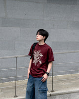 Las Faded Printing Oversized Short Sleeve