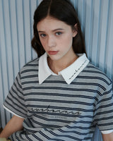STRIPE LOGO T-SHIRT [GRAY]