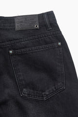 Black keyring wide denim pants