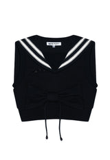 RIBBON SAILOR VEST (BLACK)