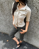 Rean Button Capri Denim Pants