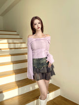 Aurora frill denim mini sk