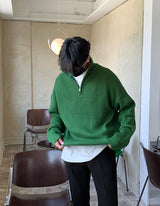 メント ハーフ ジップアップ ニット