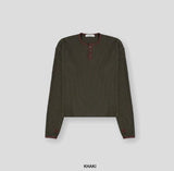 Fingerhole Waffle Henley Neck