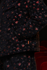 FLORAL JACQUARD ZIP JACKET / BLACK
