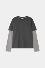 Two-tone stripe layered long sleeve