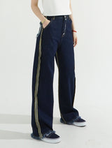 Double Side Seam Cutting Denim Pants