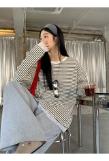 Lace Detail Stripe Long Sleeve Knitwear